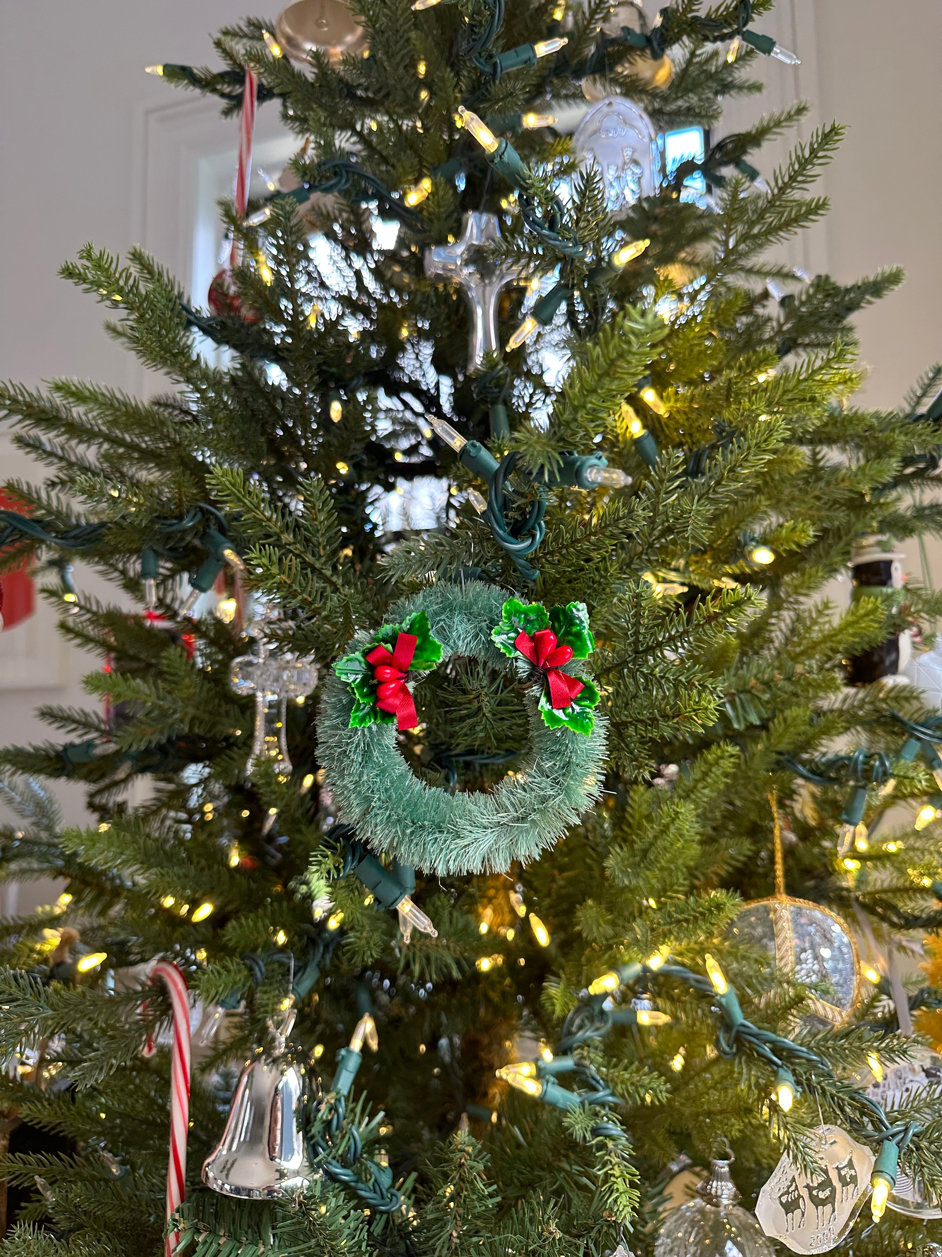 Vintage Bottle Brush Wreath with Holly